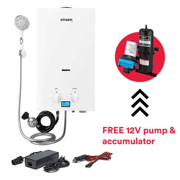 Onsen 10L Propane Portable Tankless Water Heater 75K BTU with 120V Converter