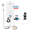 Onsen 7L Outdoor Propane Portable Tankless Water Heater 50K BTU with Accumulator & Hose Kit + FREE Pump