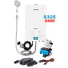 Onsen 7L Outdoor Propane Portable Tankless Water Heater 50K BTU & 120V Converter + FREE Pump