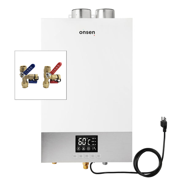 Onsen 14L Indoor Propane Gas Tankless Water Heater 3.7GPM 97K BTU (w/ 3/4 Inch Service Valve Kit)