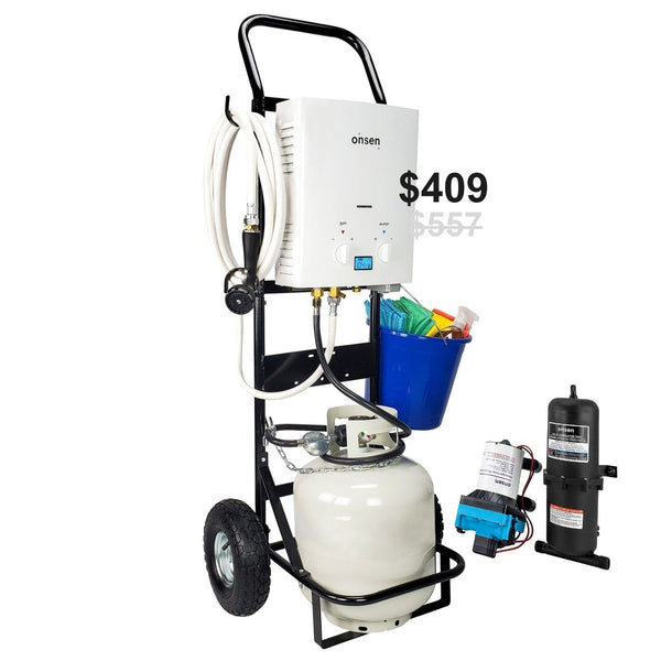 Onsen 5L Outdoor Propane Portable Tankless Water Heater w/ Hand Cart + FREE Pump & Accumulator