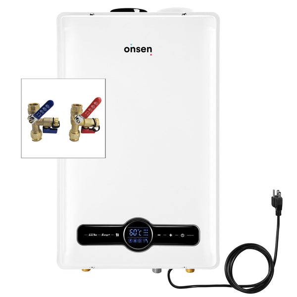 Onsen 26L Indoor Natural Gas Tankless Water Heater 6.9 GPM 180K BTU (w/ 3/4 Inch Service Valve Kit)