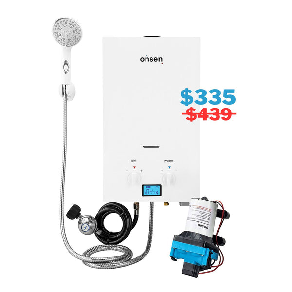 Onsen 7L Outdoor Propane Portable Tankless Water Heater + FREE Pump