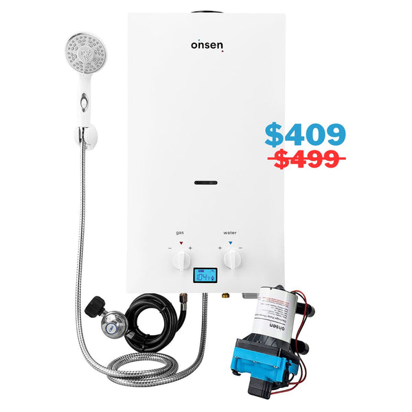 Onsen 10L Outdoor Propane Portable Tankless Water Heater + FREE Pump