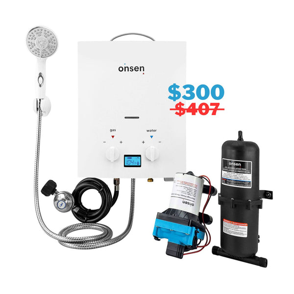 Onsen 5L Outdoor Propane Portable Tankless Water Heater & Accumulator + FREE Pump