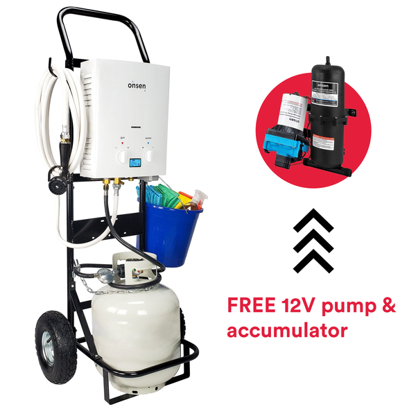 Onsen 5L Propane Portable Tankless Water Heater 32K BTU w/ Hand Cart
