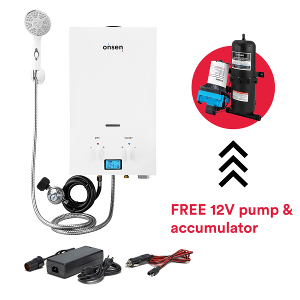 Onsen 7L Propane Portable Tankless Water Heater 50K BTU with 120V Converter