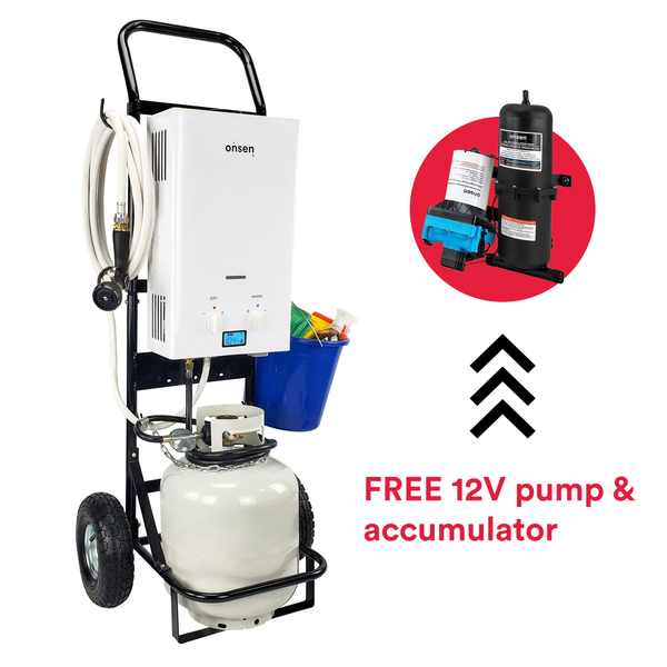 Onsen 7L Propane Portable Tankless Water Heater 50K BTU w/ Hand Cart