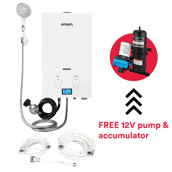 Onsen 7L Propane Portable Tankless Water Heater 50K BTU with Hose Kit