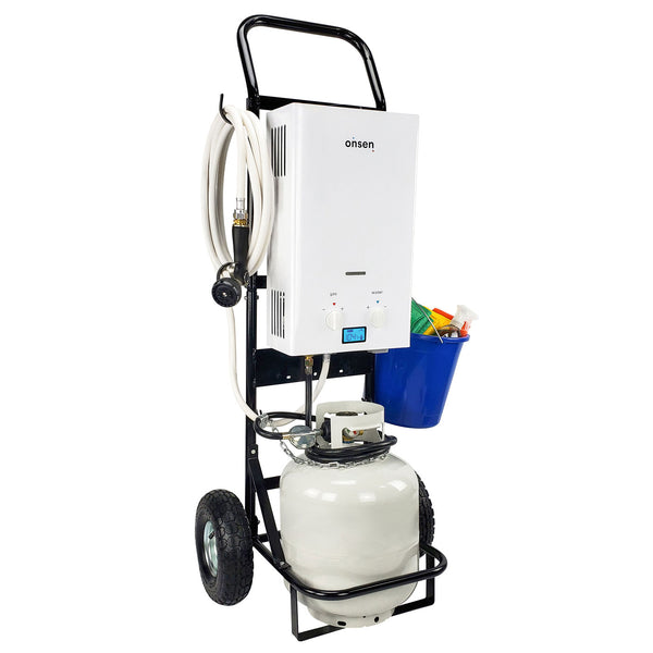 Onsen 7L Outdoor Propane Portable Tankless Water Heater w/ Hand Cart